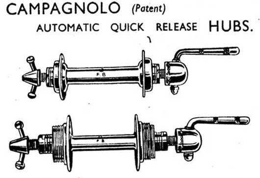 Prvý Campagnolov patent – rýchloupínacíe tiahlo náboja na nábojoch Fratelli Brivio campaupinak